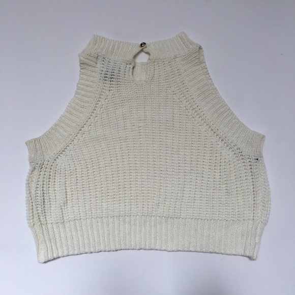 Knit High-Neck Cream Boho Crop Top Forever 21, Size Medium - Picture 4 of 9
